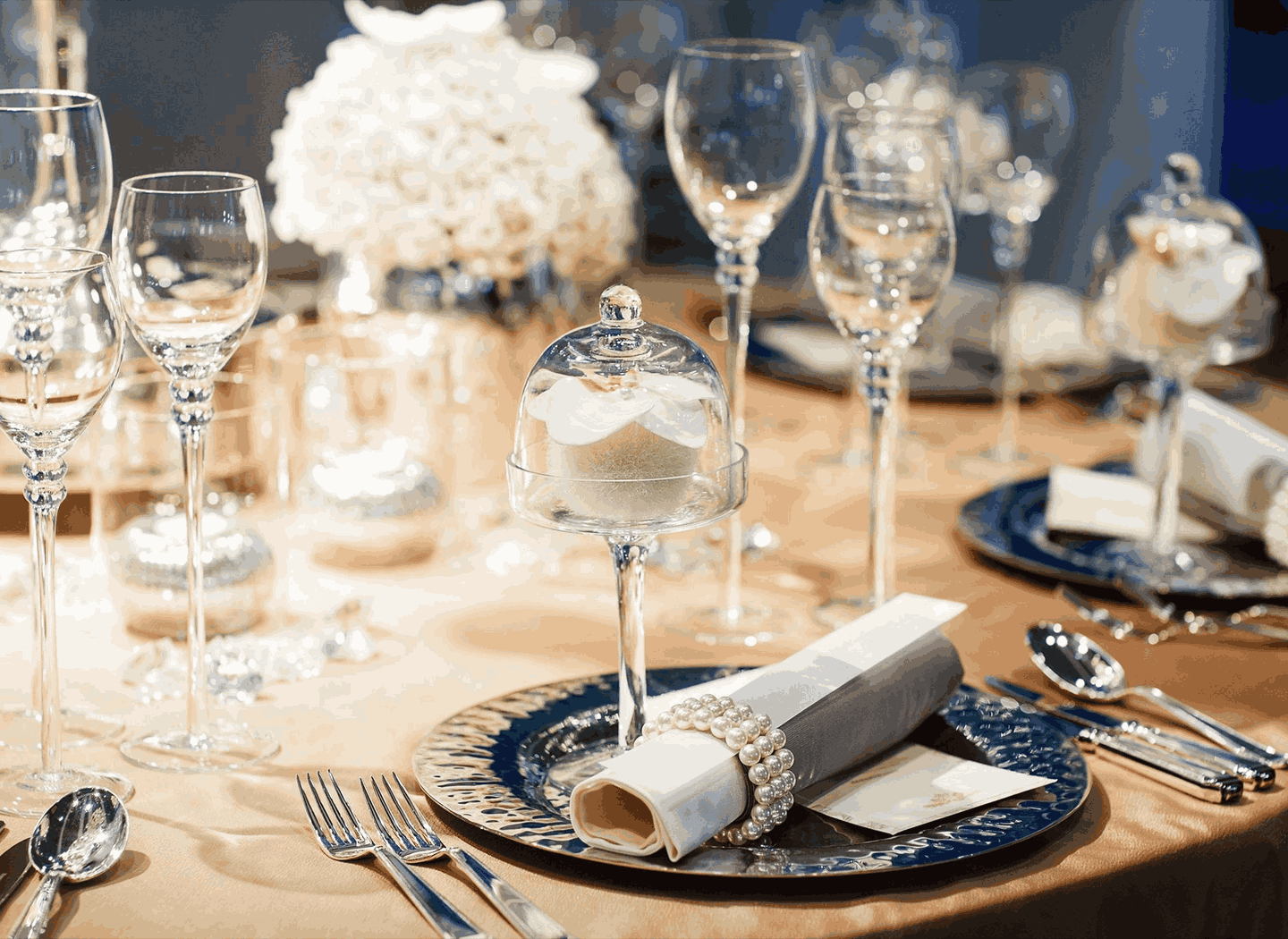 Elegant table set in soft creme